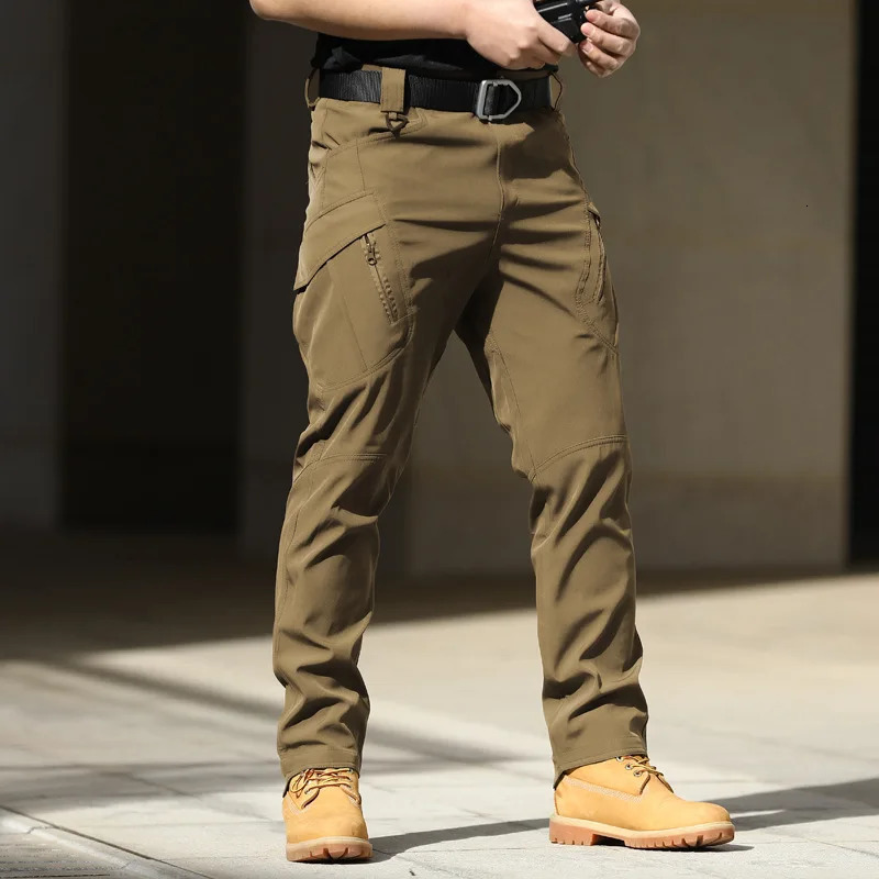 Motorcycle Men Outdoor Pants Multi Pockets Elastic Tactical Pant Waterproof Plus Size Casual Cargo Trousers Pockets Men Clothing 260305