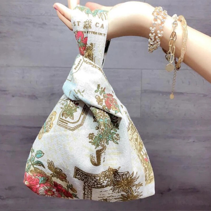Japanese Style Wrist Bag Knot Pouch Portable Purse Chinese Handbag Key Phone Small Tote Cheongsam Accessories 260307