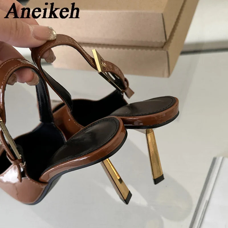 Aneikeh Summer Band Women Pumps Shoes Fashion Shallow Slip On Slingback Sandals Thin High Heel Dress Sexy Pumps Shoes 260306