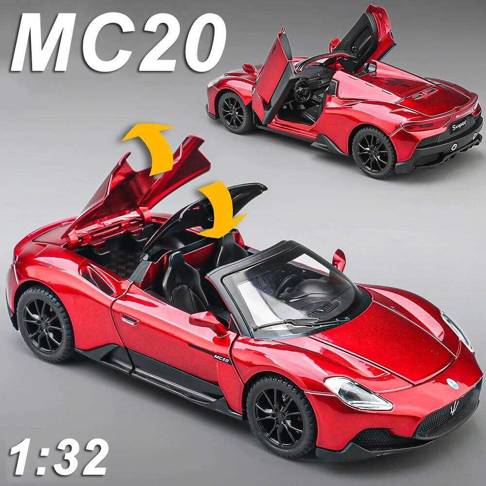 1:32 MC20 Lambor Revuelto Alloy Diecast Model Toys Car Doors Opened with Sound Light Pull Back Miniature Vechies Home Decoration Z260306