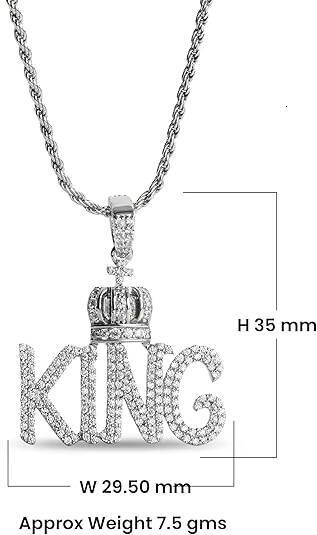 Moissanite Diamonds Iced Out KING Pendant Necklace for Men Icy Bling 925 Sterling Silver King HiPhop Jewelry Style