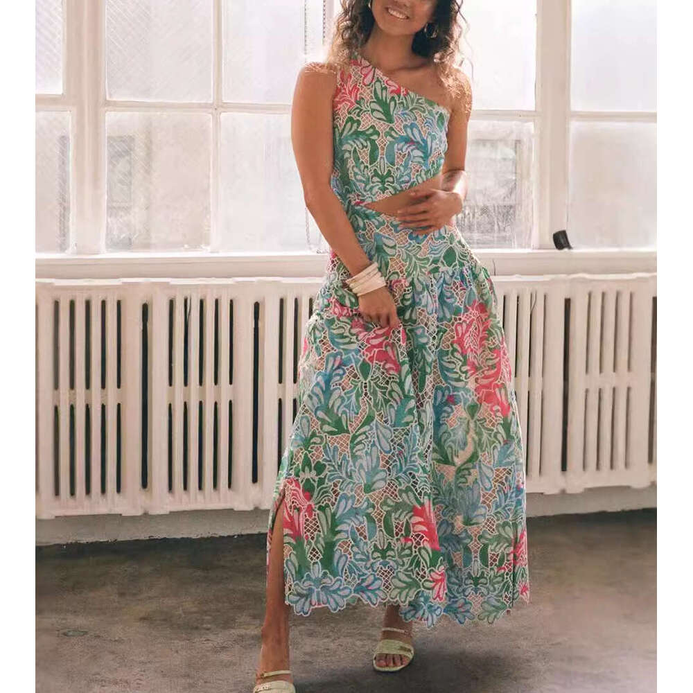 2026 Spring and Summer New European and American Vacation Style Sexy Off Shoulder Lace Long Dress Children's Style