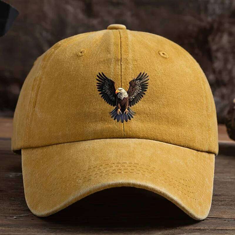 A winged eagle print baseball for men's outdoor hat, fashionable and versatile, hip-hop adjustable duckbill cap Y260304