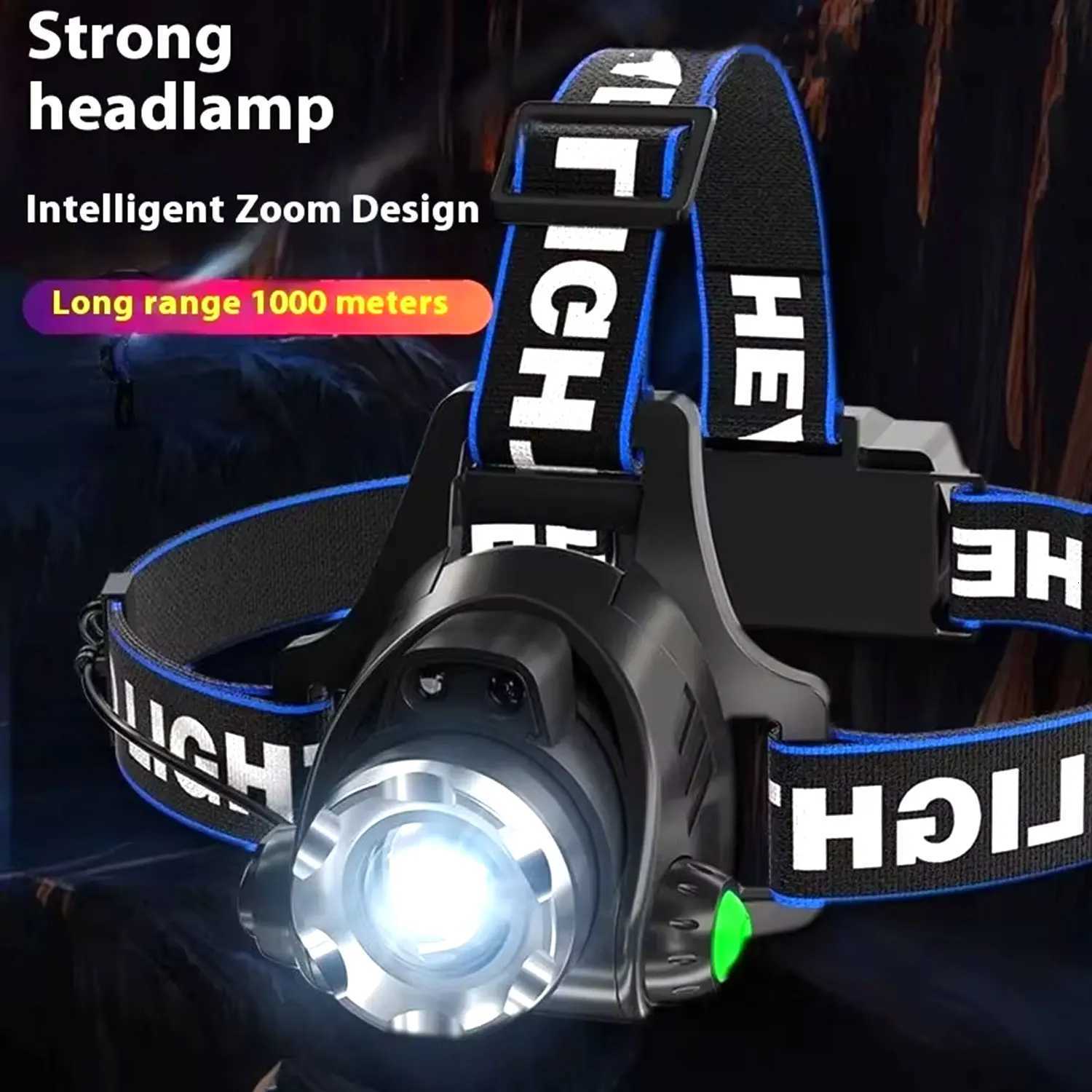 BALDR Powerful LED Headlamp USB Rechargeable Zoomable Headlight Outdoor Waterproof Work Head Lamp High Lumen Head Torch H260307