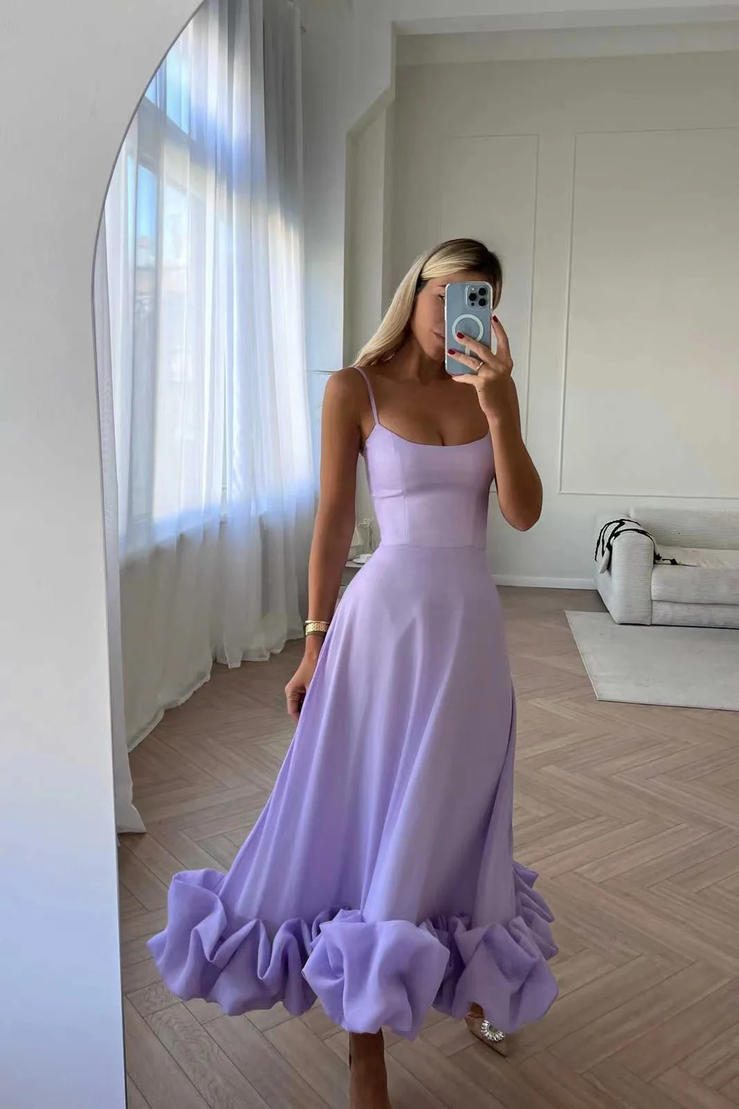 Elegant Ruffle Solid Sling Long Dress Women Strap Waist Party Dresses Fashion Sleeveless Backless Beach Swing skirt Aline tutu 260306