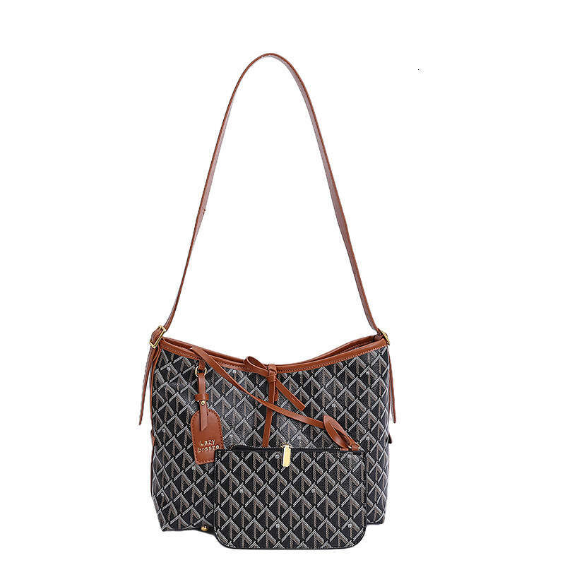 Trendy printed hand-held bucket bag Tote bag commuter mother-daughter bag shoulder bag French-style light luxury tote for women large-capacity handbag