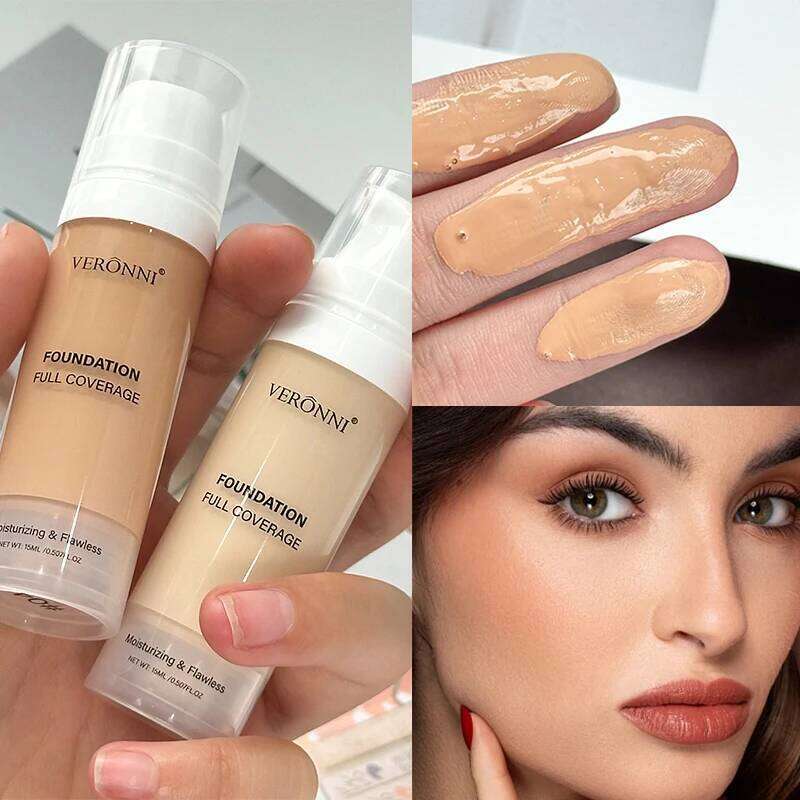 15ml Full Coverage Liquid Foundation,Foundation Effective Concealer Waterproof Sweat-resistant Makeup Professional Cosmetics 26L0306