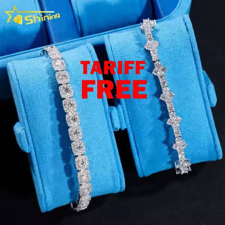 Punk Style Mens Jewelry Iced Out 18K Gold 925 Sterling Silver VVS Moissanite Diamond Cross Tennis Bracelet With GRA Certificate