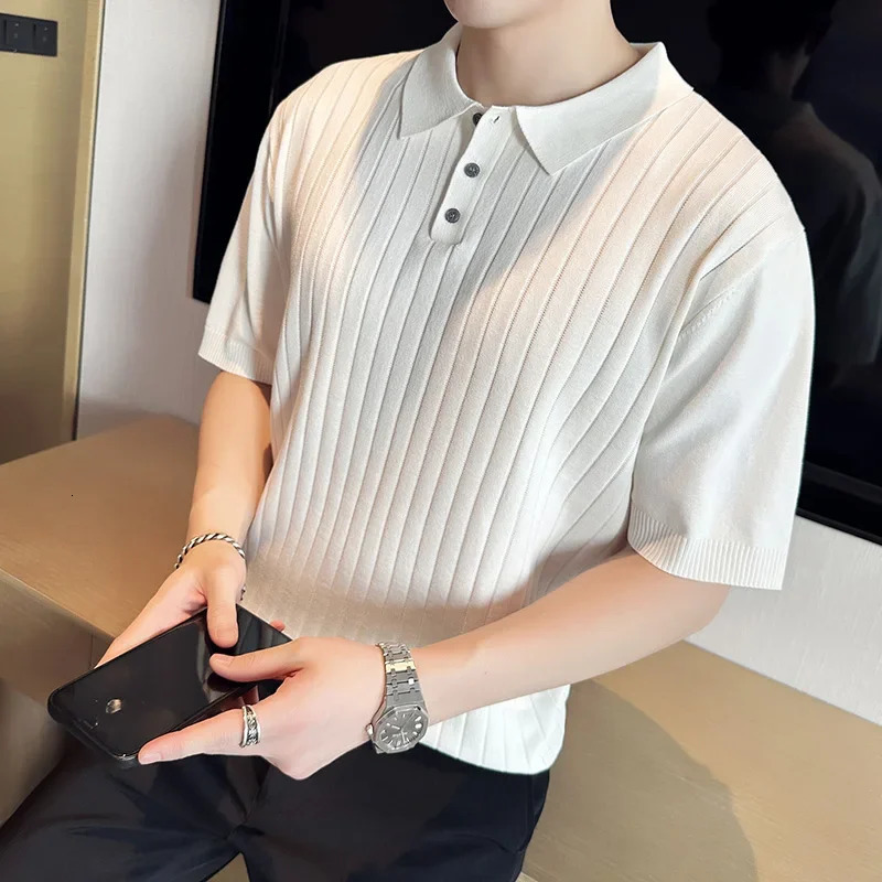 Trendy Slim Fit Polo Shirt for Men with Half Sleeves Fold-over Collar Ideal for Golf and Summer Casual Wear in Green 260305