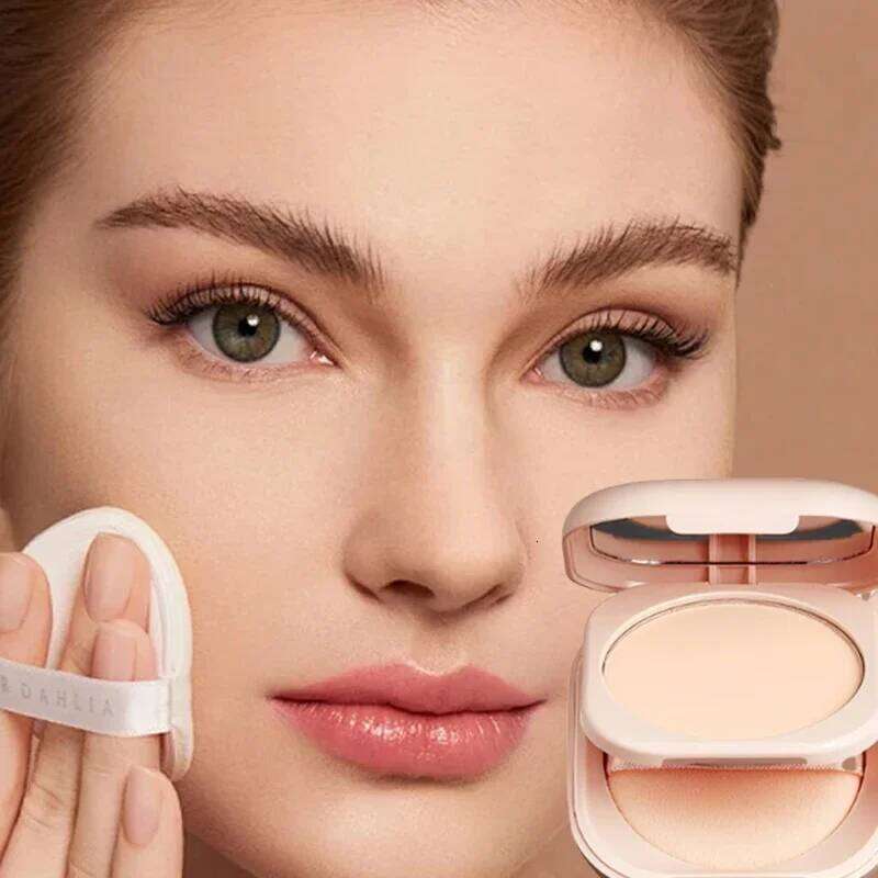 Milk Tea Waterproof Compact - Full Coverage Contour and Concealer, Matte Finish, Double-Layer Portable Setting Powder 26L0306