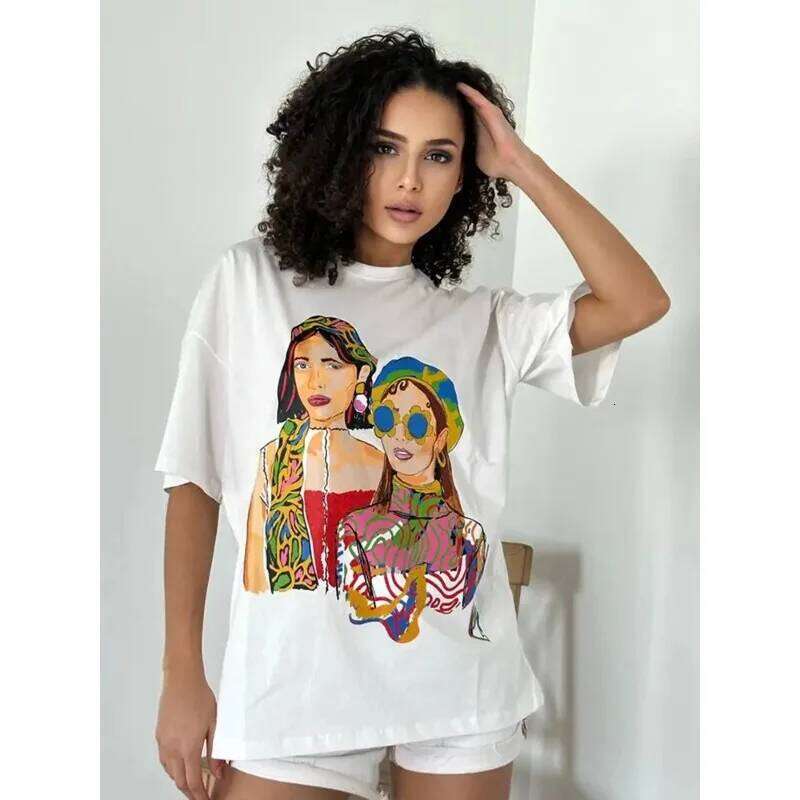 Pattern Printed Summer and Spring 2024 Plus Size for Women's Y2k Top Harajuku T-shirt XJ260306 XJ260306