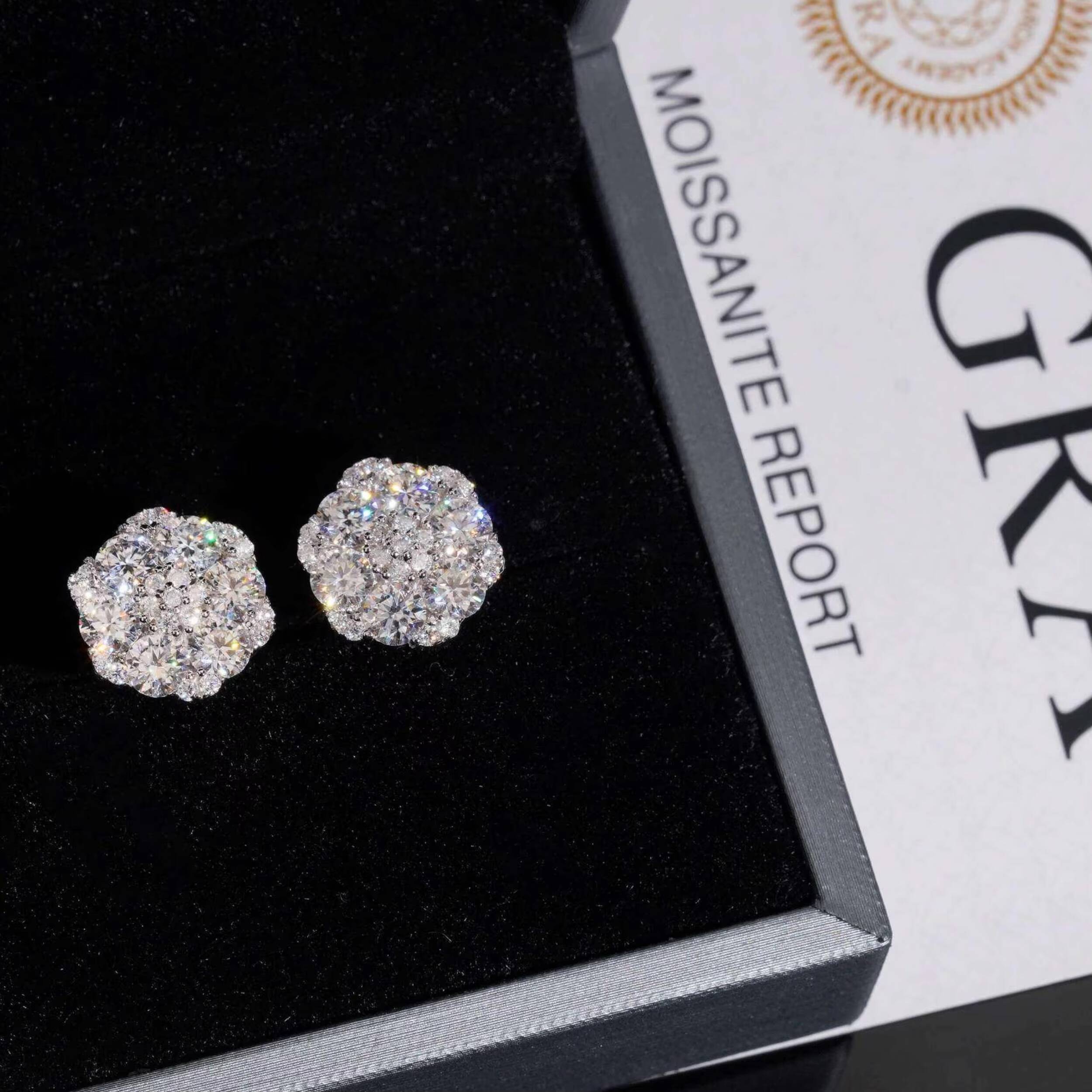 Big Cluster Flower Earrings 135mm Moissanite Flower Stud Earrings Hip Hop 925 Silver Gold Plated Pass Diamond Tester