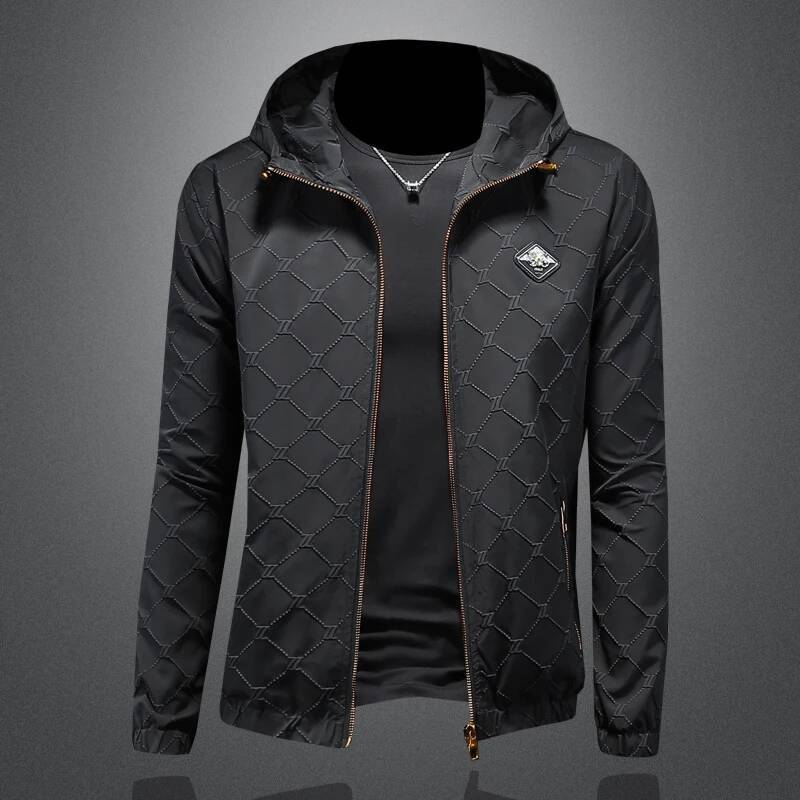 Spring Autumn Luxurious Men's Hooded Solid color Jacket Outerwear Sports Loose Casual Coats Youth Streetwear Tops