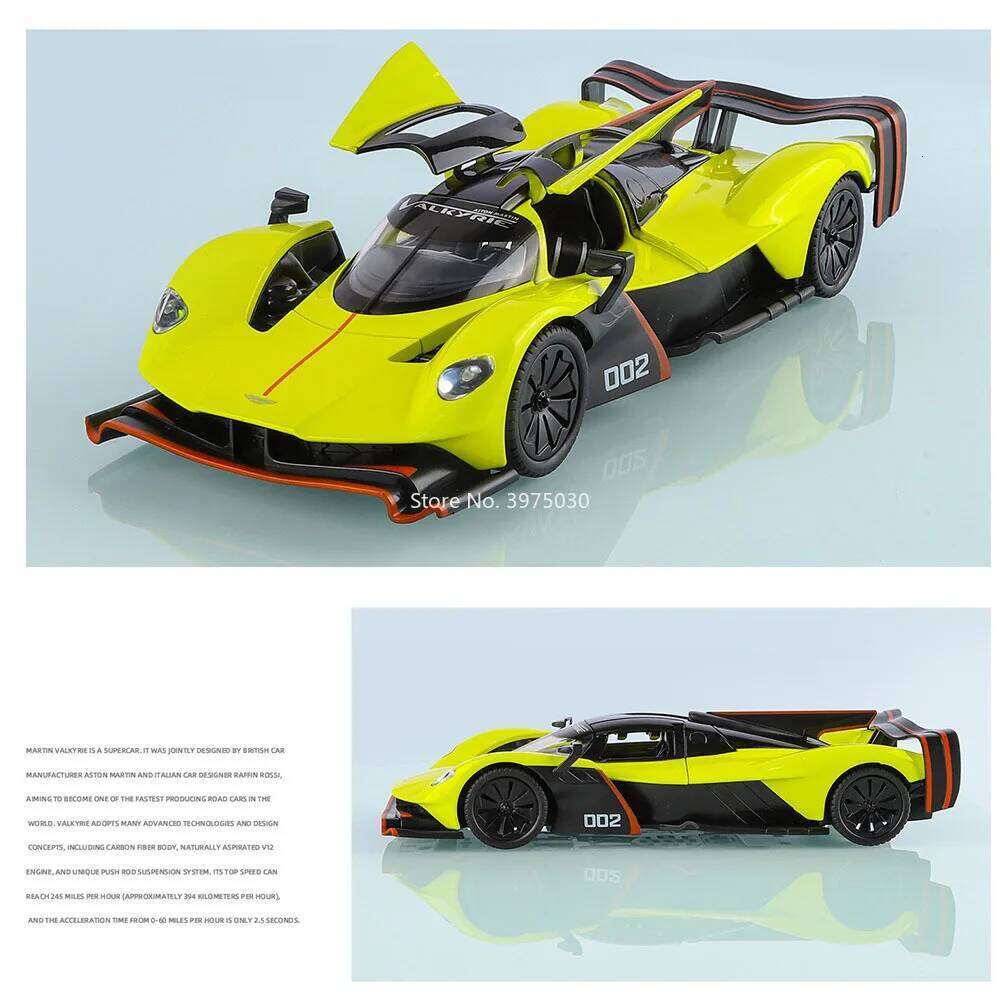 1:24 Alloy Valkyrie Tourbillon Models Cars Toys Light Music Pull Back Miniature Vehicle Doors Opened Sports Car Model Ornament Z260307