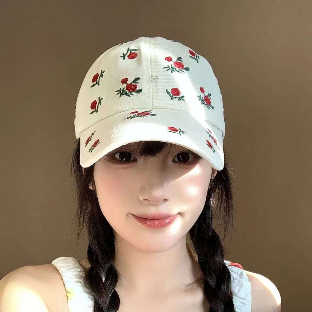 Cute Hats Japanese Sweet Style Retro Embroidered Versatile Women's Baseball Casual Sunshade Sun Protection Cap Y260304