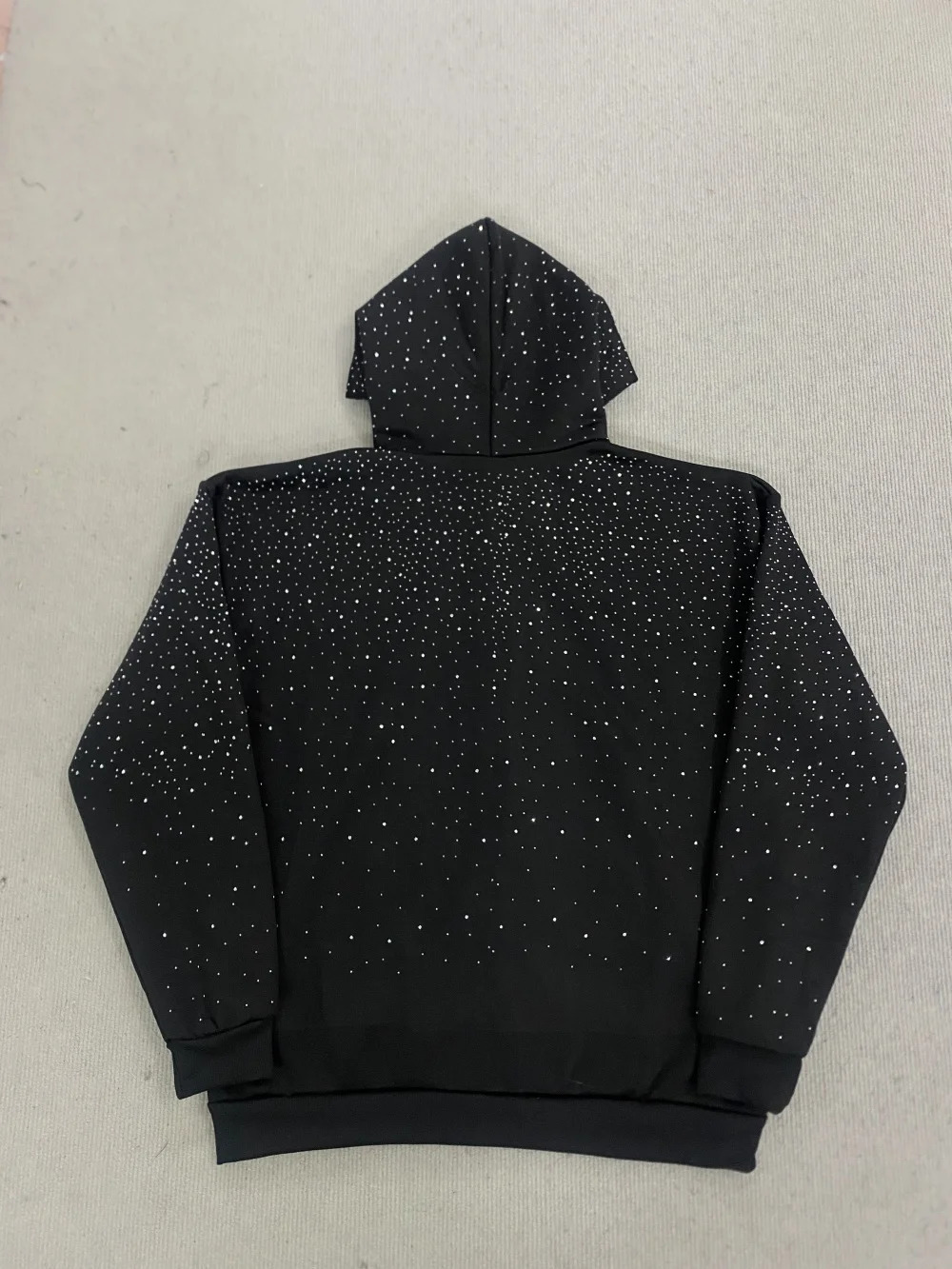 Gothic INS Trend Rhinestone Studded Hoodie 2026 Autumn Winter Solid Color Loose Outerwear Unisex Daily Commute Casual Top 260228
