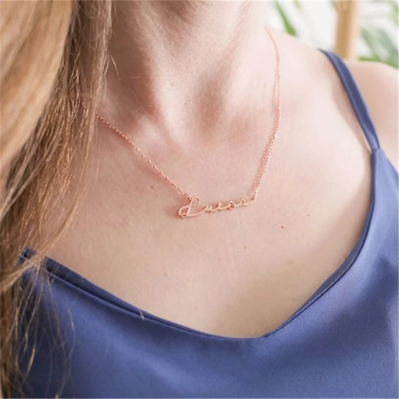 Custom Name Necklace Personalized Golden Choker Stainless Steel Necklaces For Women Man Customized Jewelry Couple Gift 260302