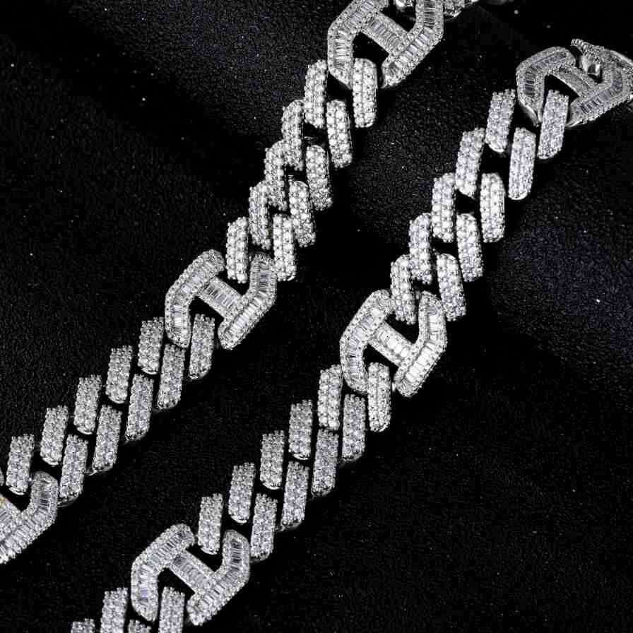 European and American style hip-hop jewelry, copper inlaid with micro zirconia, high-quality micro-inlaid zirconia Cuban necklace, hiphop