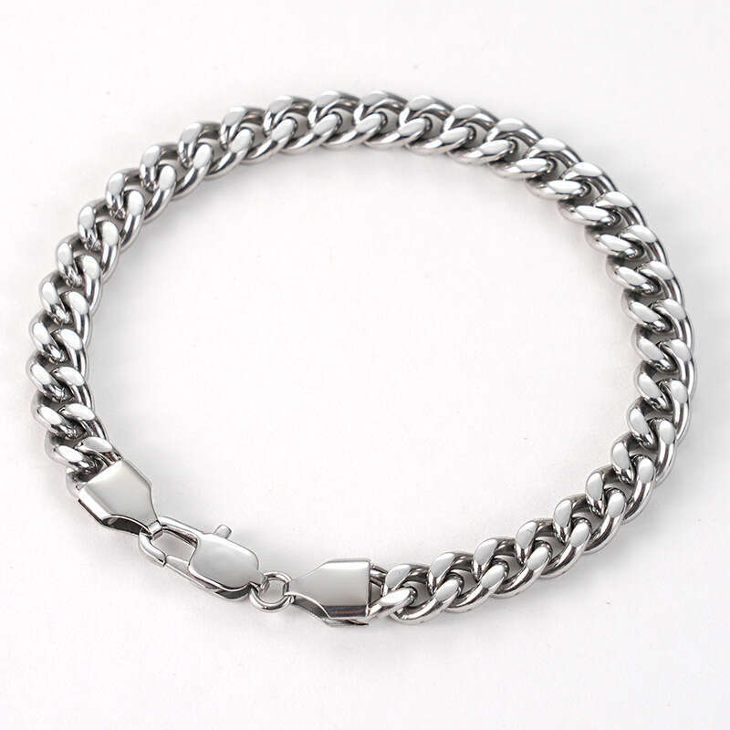 European American cross-border premium titanium steel Cuban bracelet, stainless steel, double-sided polished, fashionable, simple versatile accessory 