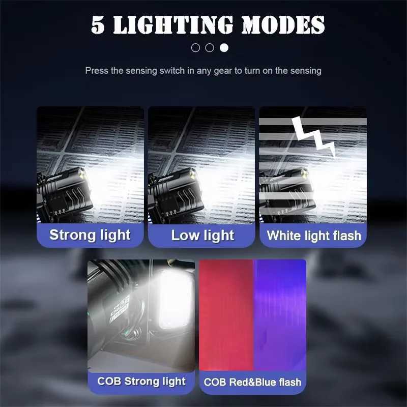 Powerful LED Headlamp Motion Sensor Headlight 18650 Rechargeable COB Head Flashlights High Power Head Lamp Fishing Headlight H2603071