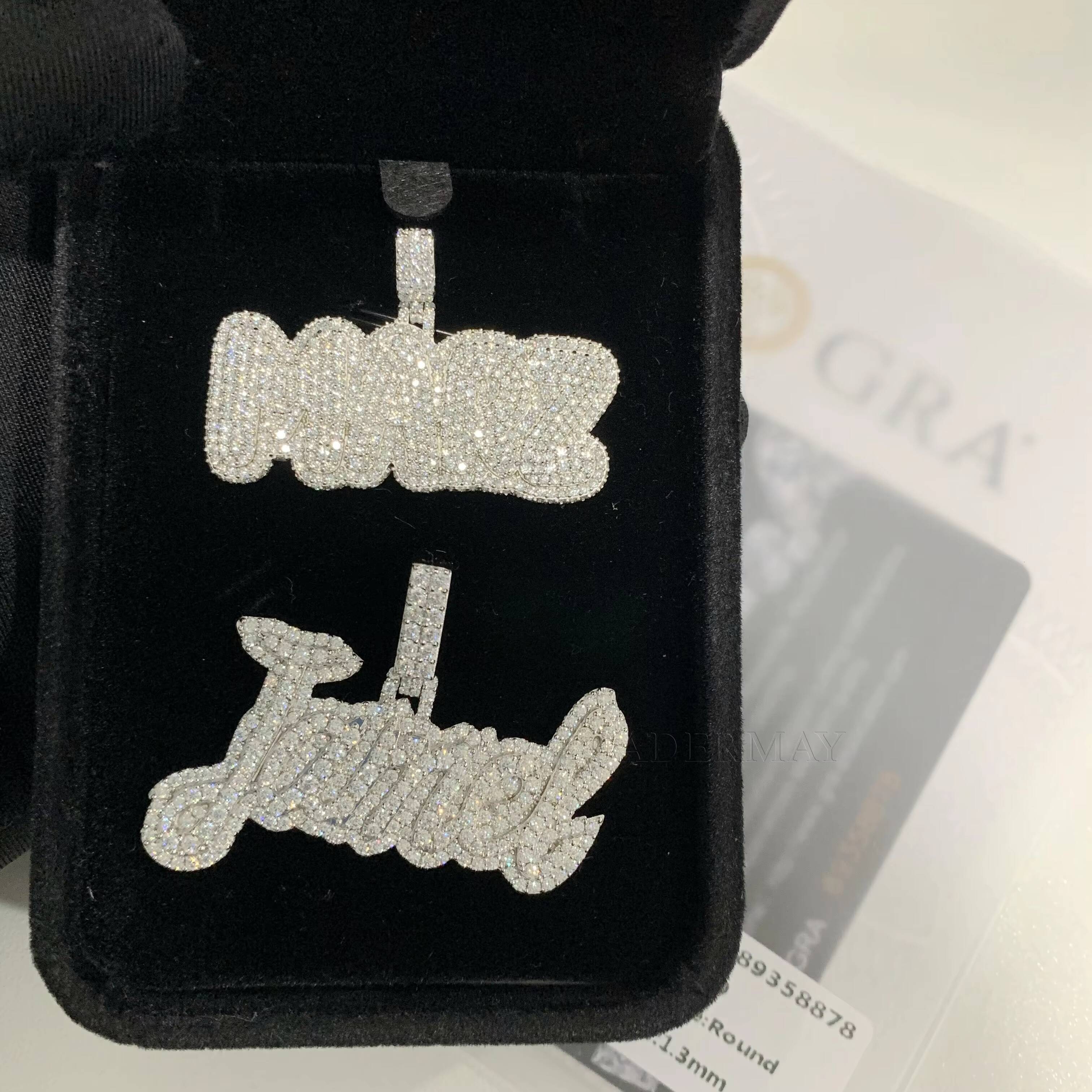 Hiphop 15in Moissanite Initial Pendant S925 Iced Out VVS Moissanite Diamond Letter Pendant Bling Rapper Moissanite Name Pendant