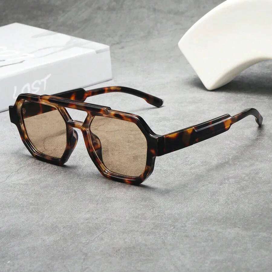 New Retro Double Bridges Women Polygon Sunglasses Fashion Blue Purple Men Shades Eyewear UV400 Sun Glasses 26Y0302