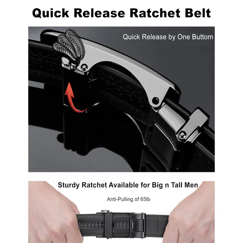 Mens Automatic Belt Adjustable Ratchet Belt for Men Brown/Black High-Quality Genuine Leather Belt Business Casual Belt for Men 260302