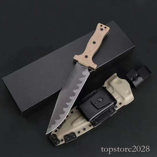 High End M22 Survival Straight Knife Z-wear Titanium Coating Full pocket knife Tang Sand G10 Handle Outdoor Tactical Fixed Blade Knives with Leather K