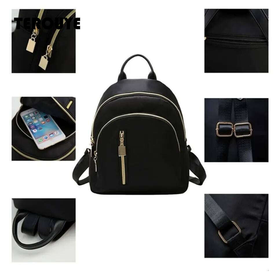 Women's Multi-Function Fashion Girl Oxford Daypack Travel Cute Mini Backpack Men Shoulder Bag Black Purse Hot TEROUYE