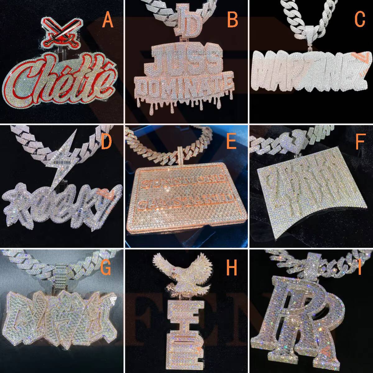 Hip Hop Mossanite Pendant Iced Out Moissanite 925 Silver Initial Letter Name Custom Moissanite Pendant for Men