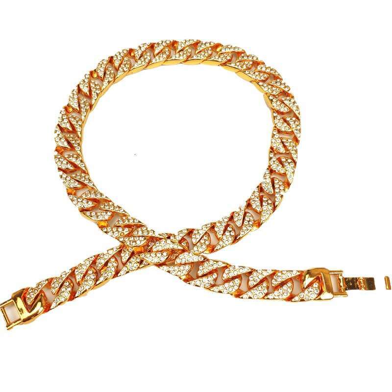 High-quality European and American original Cuban chain, trendy brand, full of diamonds, 15MM thick, exaggerated hip-hop necklace