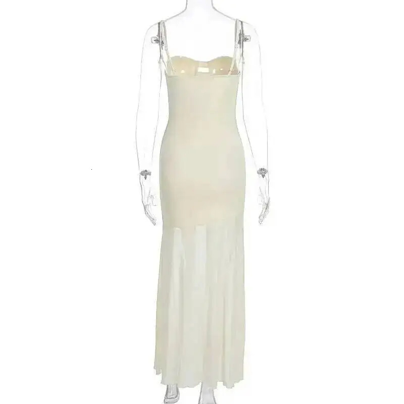 Avrilyaan Mesh Splicing Hollow Spaghetti Strap Backless Party Sexy Dresses Elegant Long Dress Women Summer Vestidos 260306