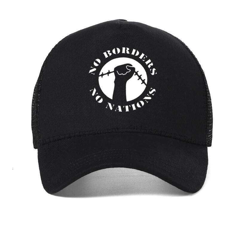 Borders No Nations ANTIFA Antifascist Anarchist men hat man Cool Anarchy Baseball Cap summer Mesh Breathable hats Y260304