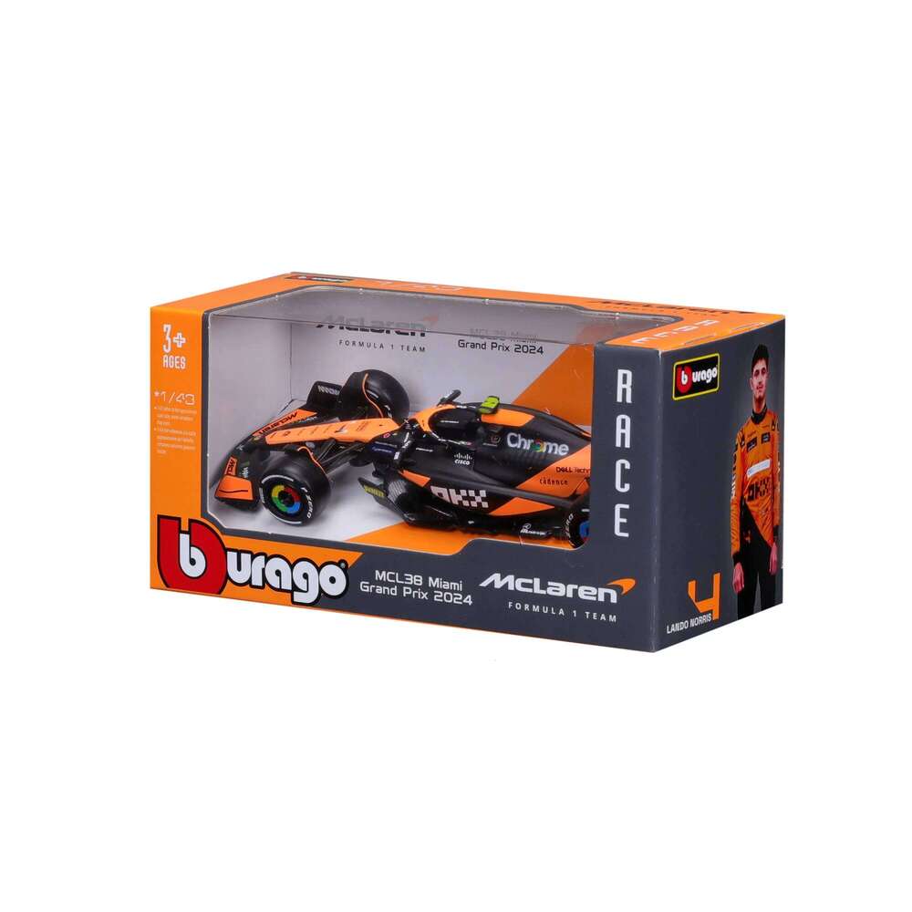 Bburago 1:43 2024 Mclaren MCL38 Miami Monaco F1 Formula Car Die Cast Vehicles Collectible Model Racing Toys Z260306