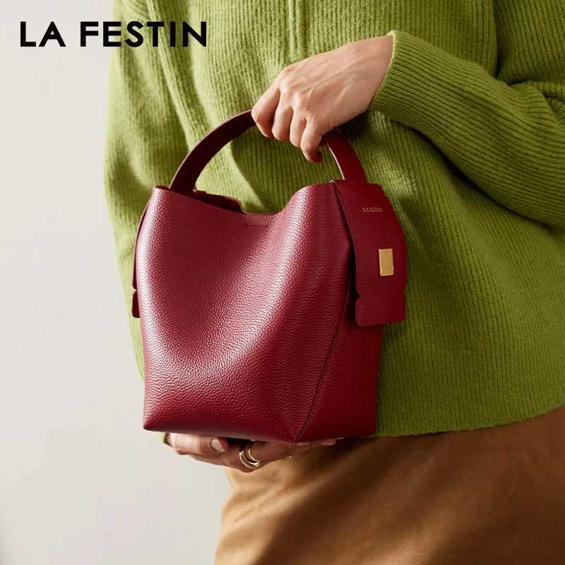 LA FESTIN Genuine Leather Ladies Handbag Shoulder Crossbody Bag Portable Bucket Bag Female Bags Womens bag H260306