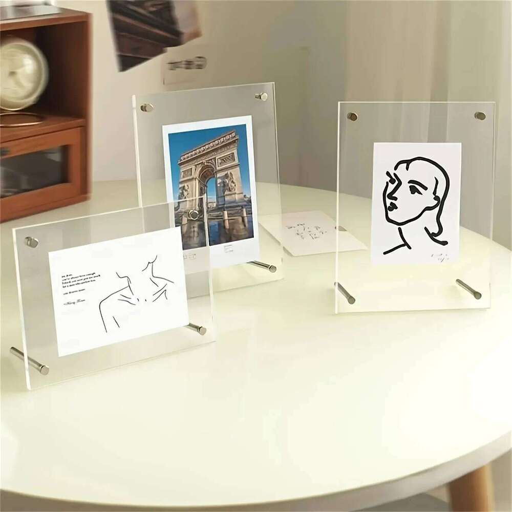 1 Pack of 5-10 Inch A4/A5 Acrylic Frame Classic Tilted Desktop Display Stand for Photo Home Decoration H260306