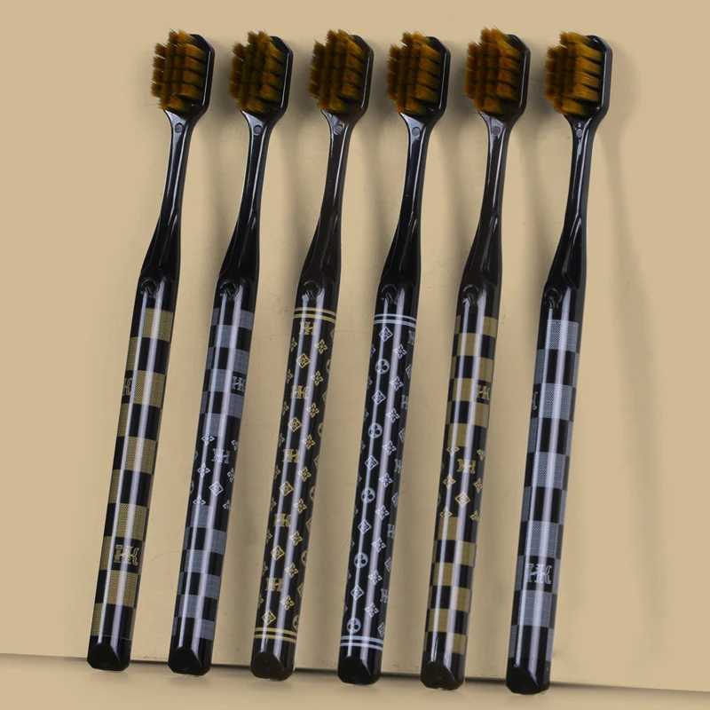 Light Luxury Checkered Toothbrush 6-Pack Soft Bristle Gum Care, Portable for Adult Men & Women Daily Oral CleaningT260307