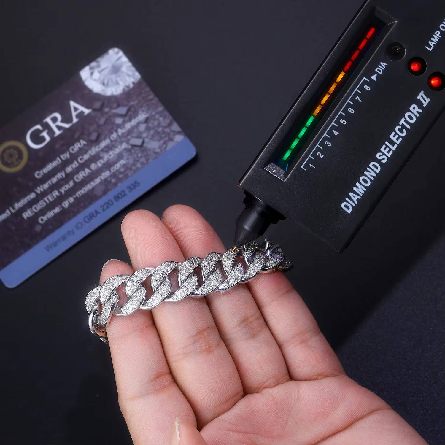 Iced Out Moissanite Cuban Link Bracelet 925 Sterling Silver Hip Hop Jewelry 18K White Gold Plated Fashion Bracelet