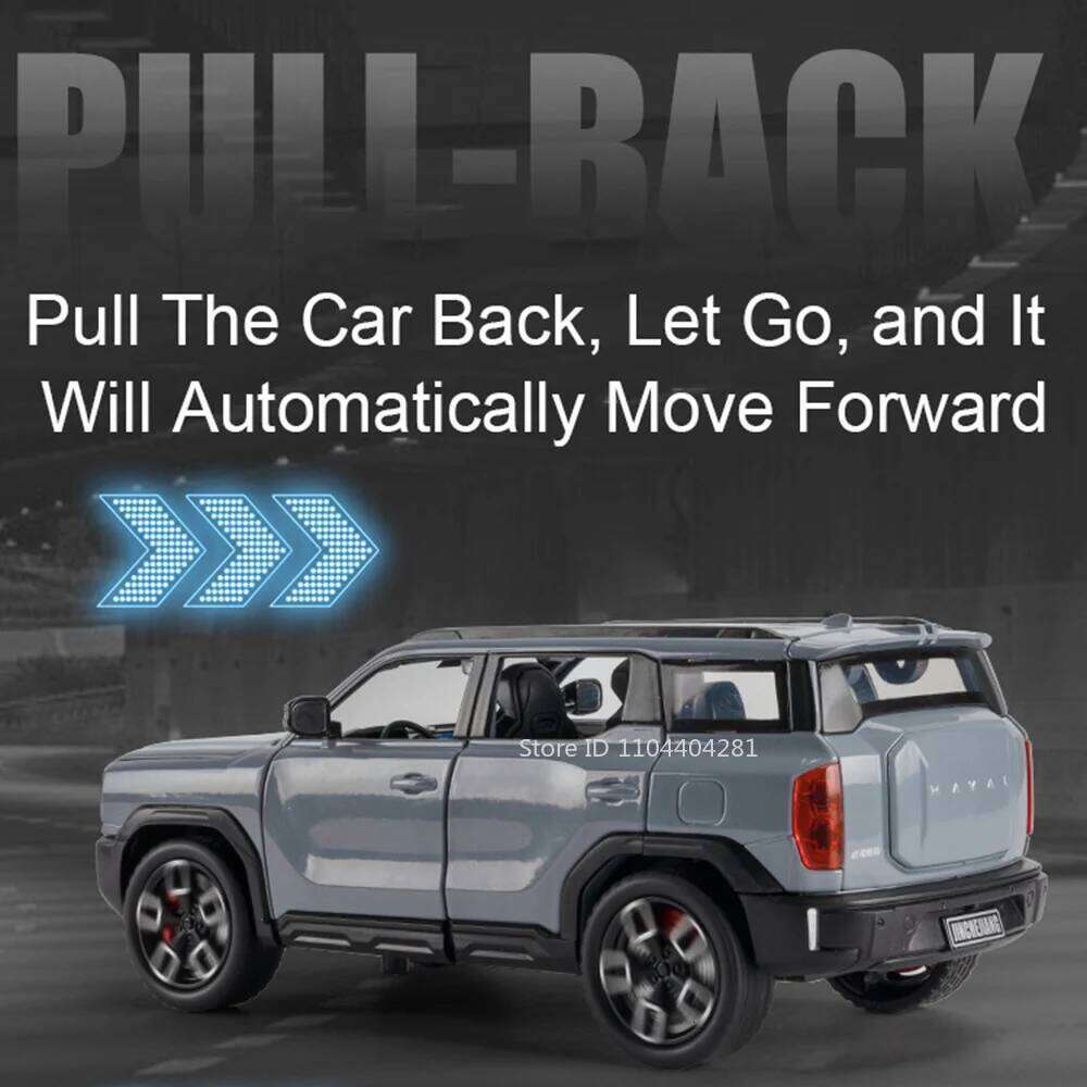 1:24 Haval X-DOG TANK 500 Alloy SUV Car Model Toy 6 Doors Opened Sound Light Pull Back Front Wheel Steering Vehice Friend's Gift Z260306