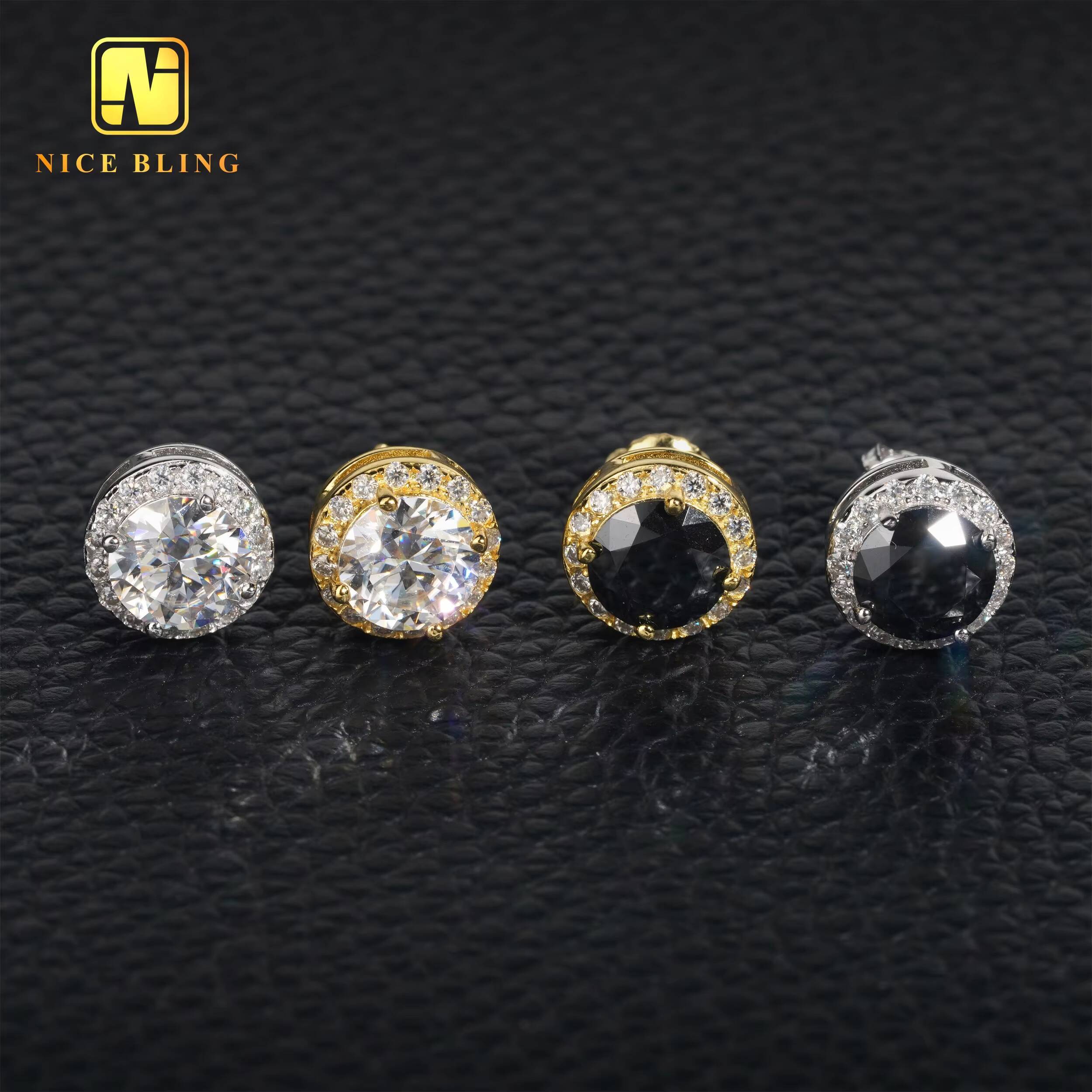Hip Hop Moissanite Jewelry Halo Setting 75mm Sterling Silver S925 D Color VVS Moissanite Stud Earrings for Men Women