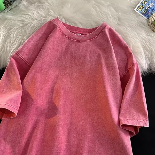 Vintage T-shirt Oversized Mens T Shirt Short Sleeve T-shirt T-shirts for Men Mens Cotton T-shirt Pink Oversize T-shirt Y2k 260304