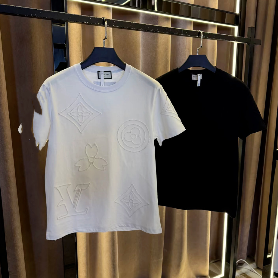 Designer Clothes Summer Trend Fashion Brand Light Luxury Short New Casual Half Sleeve T-Shirt Men's Slim Fit Versatile Round Neck Top