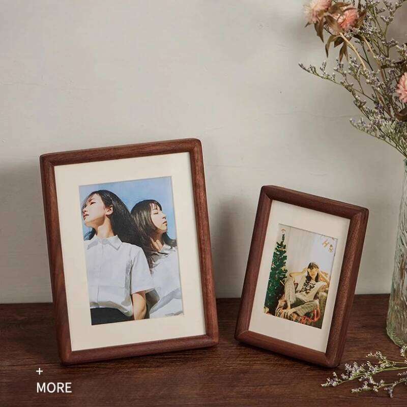 Black Walnut Photo 6/7/8/10 Inch Solid Wood Picture Frame Mortise-Tenon Craft Swing Table Display for Home Decoration H260306