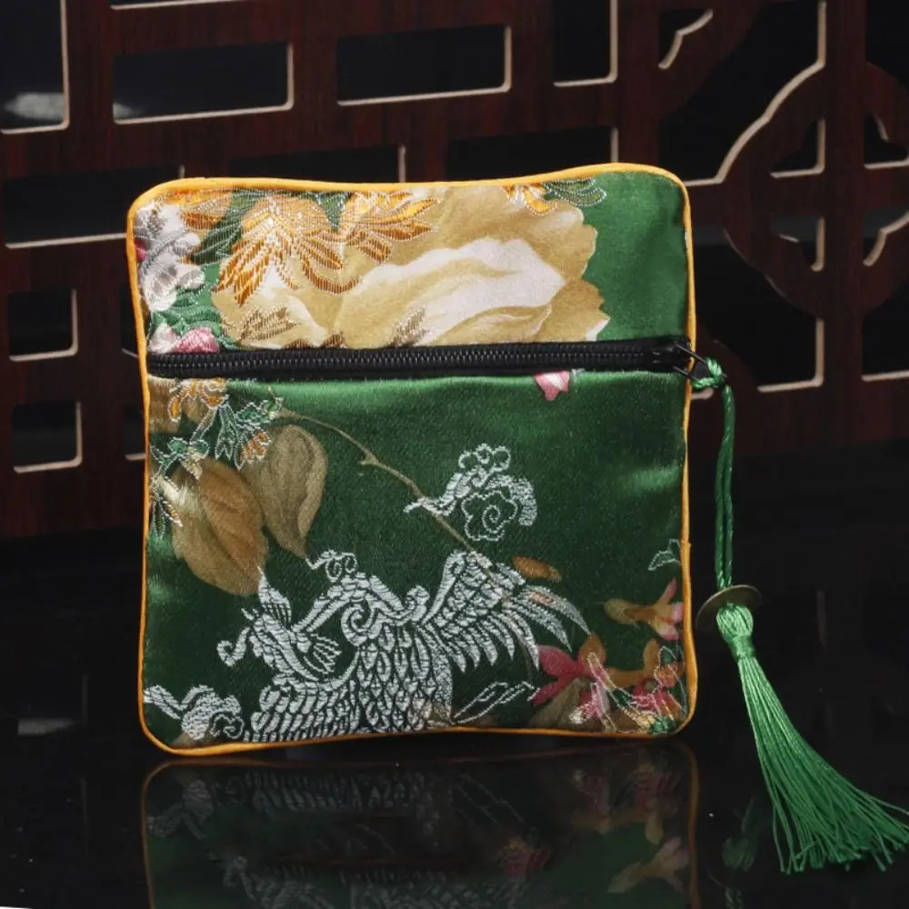 Cloth Embroidery Coin Pouch Tassel Copper Cash Pendant Jewelry Storage Bag Necklaces Case Bracelet Chinese Style 260307