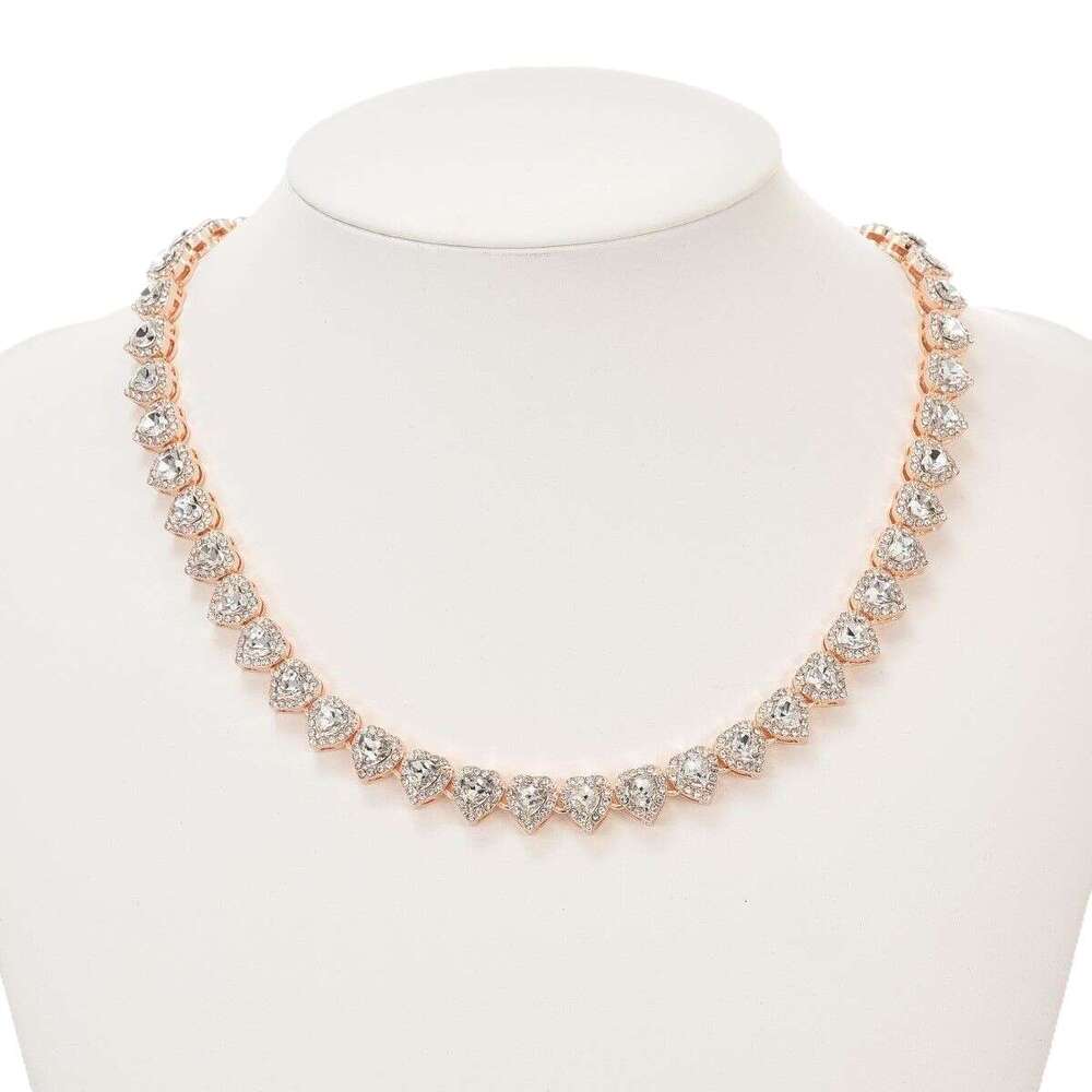 Cross-Border Hot Sale Hip-Hop Heart High-Quality 11mm Sugar Cube Necklace Fashionable Personality Trendy Cuban Chain