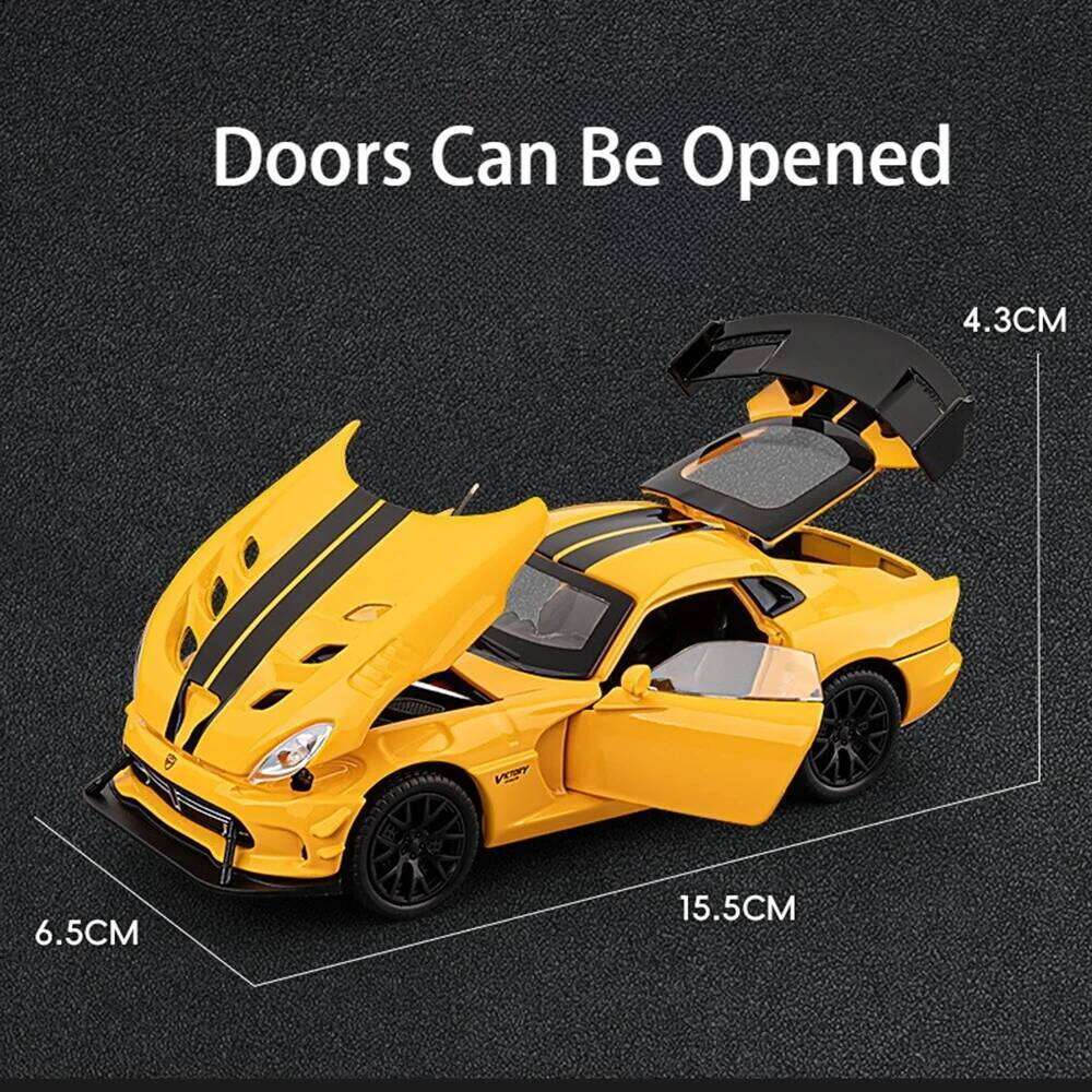 1:32 Mustang Shelby GT500 Viper Miniature Car Diecast Alloy Model Toys Sound Light Pull Back Doors Opened Vehice Home Decoration Z260306