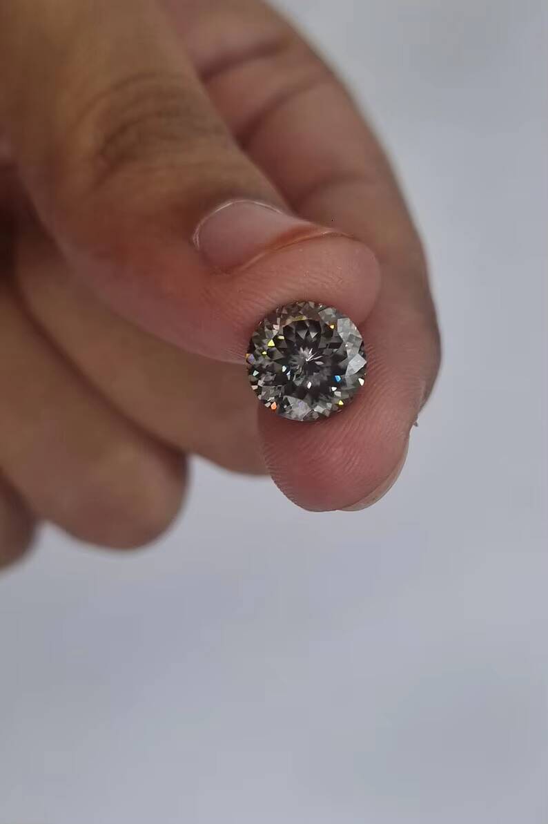 5 ct Gray Round Shape Moissanite Diamond Loose Moissanite VVS Clarity 115mm Excellent Cut Making For Customized HipHopJewelry
