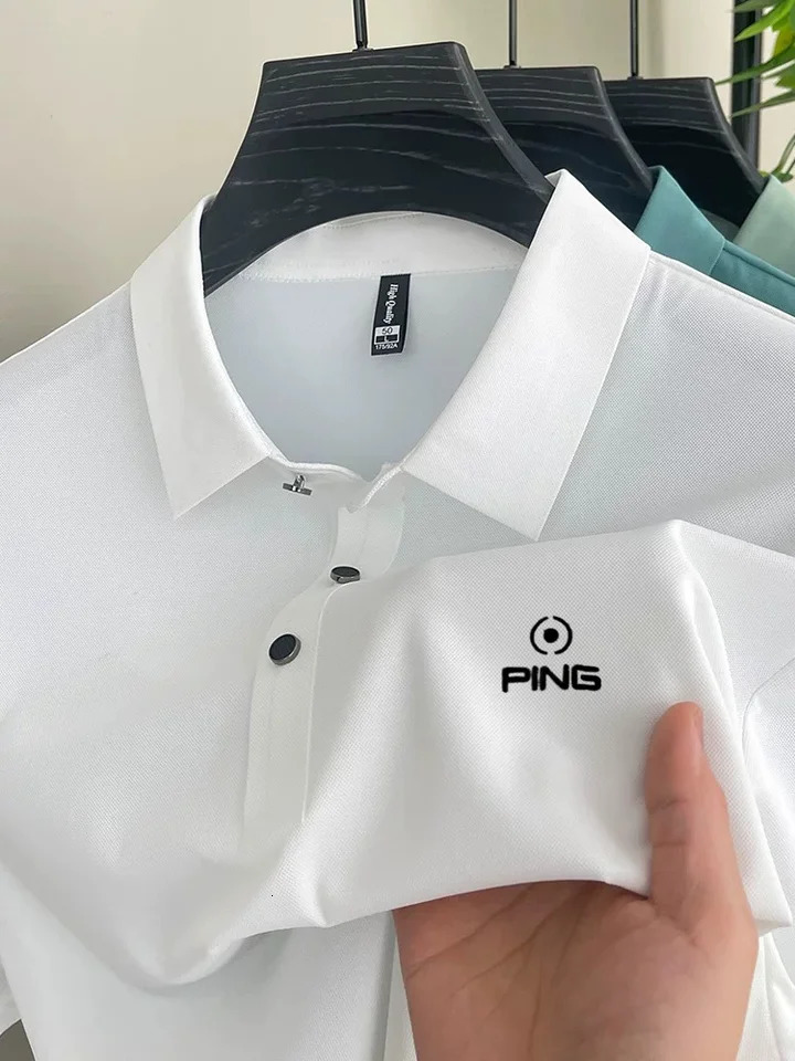 Summer polo shirt fashionable printed short sleeved mens top high-end casual and comfortable solid color lapel T-shirt 260304