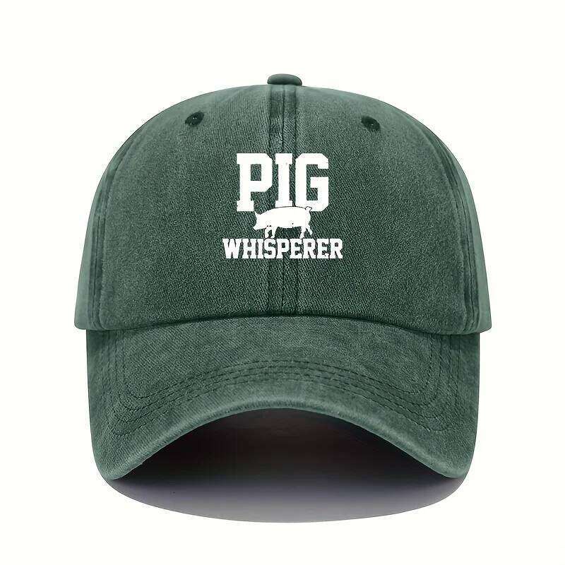 Pig print baseball retro lightweight washed cap adjustable men's and women's sun protection hats Y260304