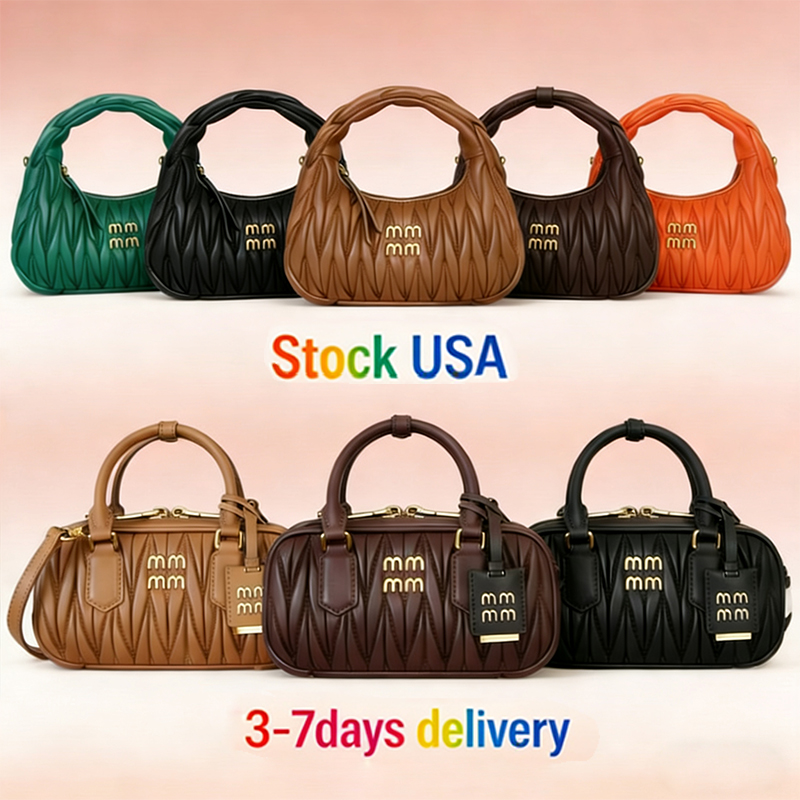 Women Designer Handbags Pleated Leather Hobo Bag Bowling Bag Set Top Handle Shoulder Bags With Removable Strap Luxury Ladies Crossbody bag For Work And Travel Purse